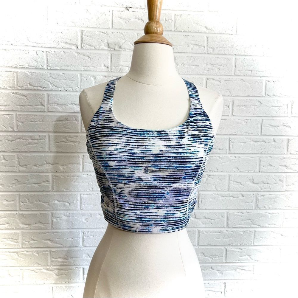 lululemon Blue & White Patterned Longline Sports Bra